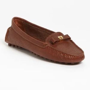 Tory Burch Ludlow Brown Driving Moccasin Slippers